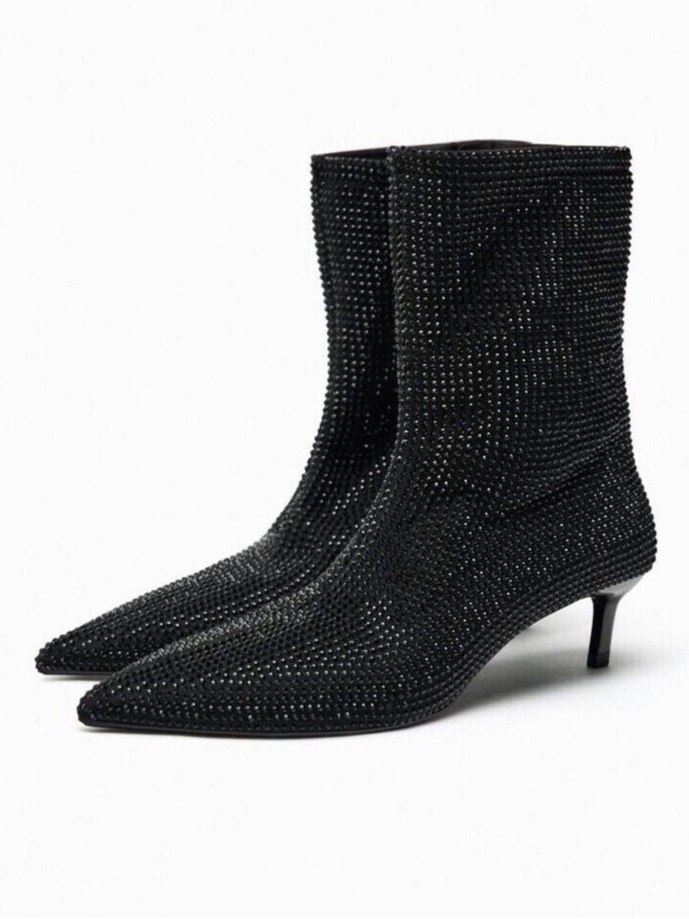 Zara Rhinestone Pointed Toe Kitten Heel Ankle Boots 39 NWT Star Trek SFA